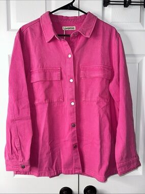 Ivyamia Pink Jean Jacket - Women's Casual Button-Front Shacket